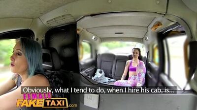 FemaleFakeTaxi Sexy lesbian strap on fuck in cab - pornapp.online